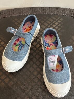 Justice Girl's Denim Mary Jane Casual Platform Shoes Size 5
